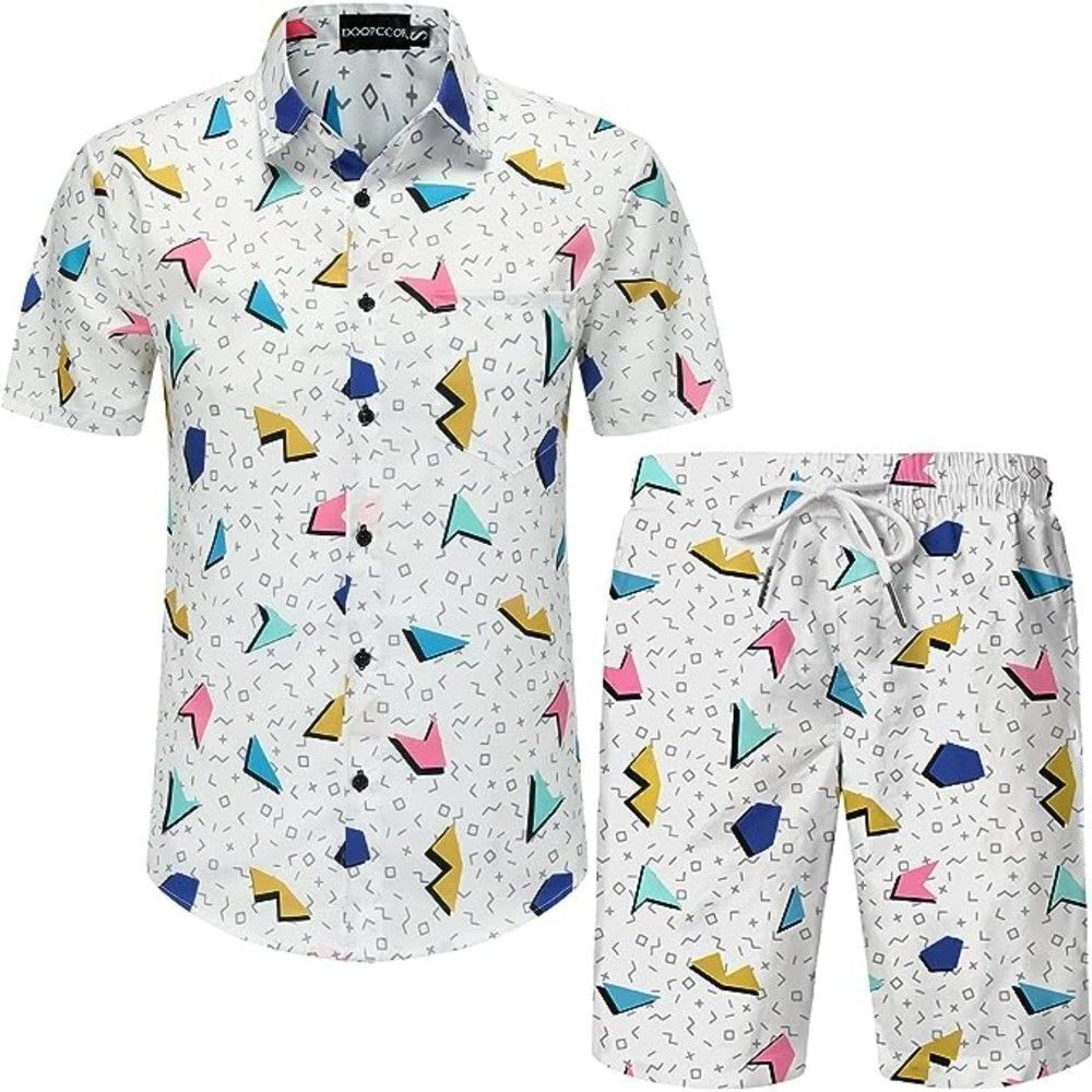 Stylish Hawaiian Shirt Set for Men - Comfortable & Retro